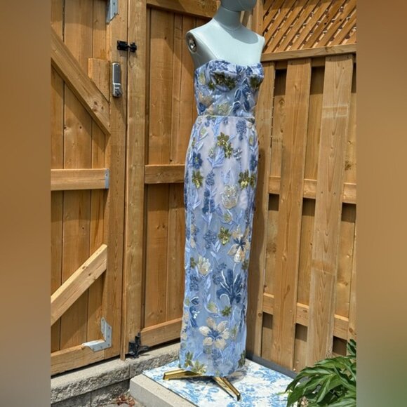 🆕 BRONX & BANCO 🧿 NWOT Dahlia Floral Gown, Baby Blue Multi Maxi - Sz M US 6 - Picture 8 of 15